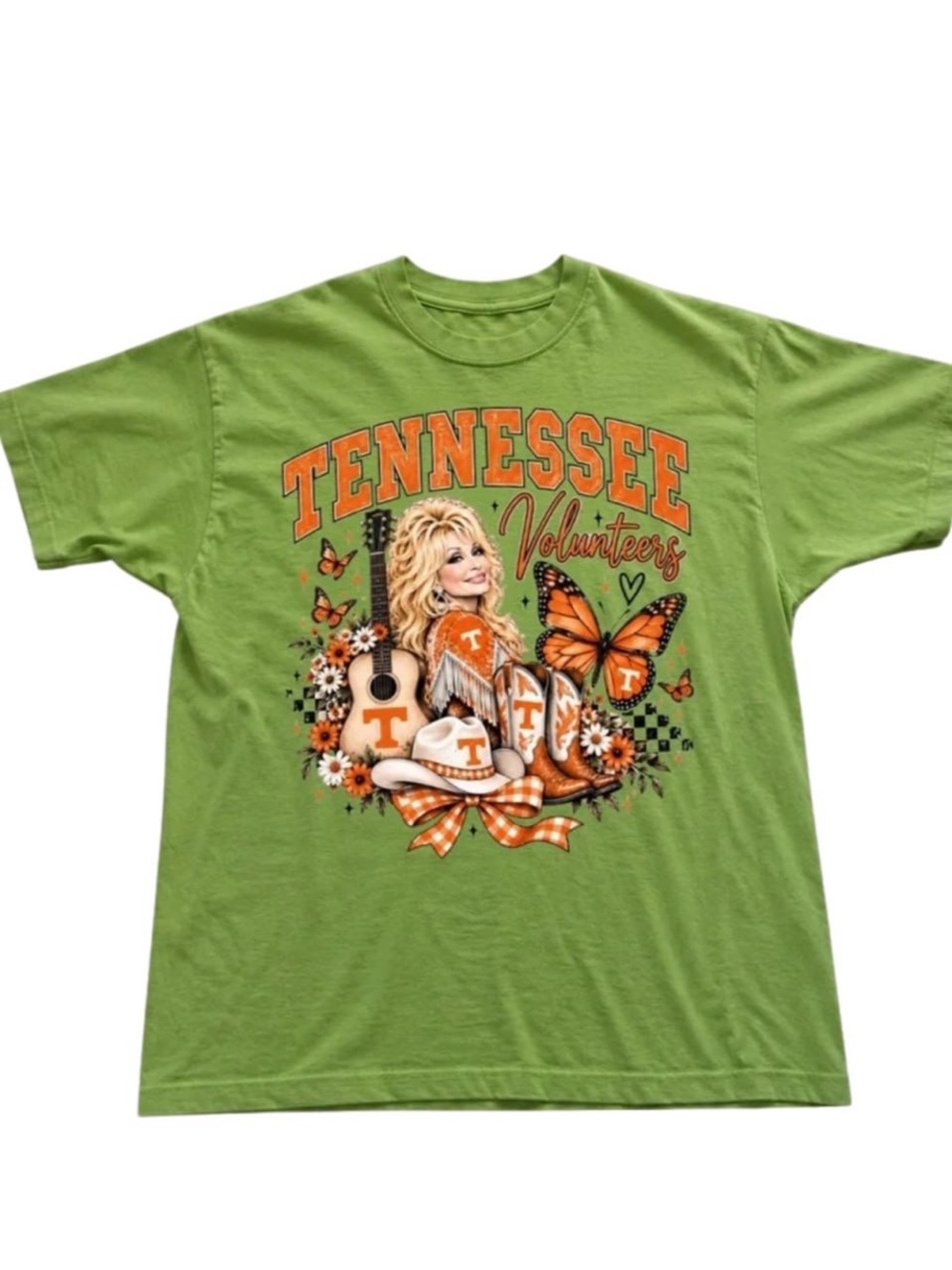 Green Tennessee Volunteers Graphic Tee with Orange Print